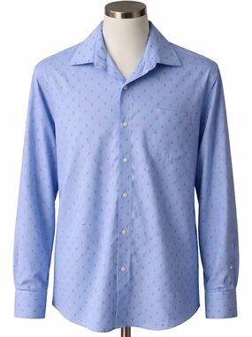 croft & barrow Light Blue Button-Down Shirt with Lobster Print Size Large